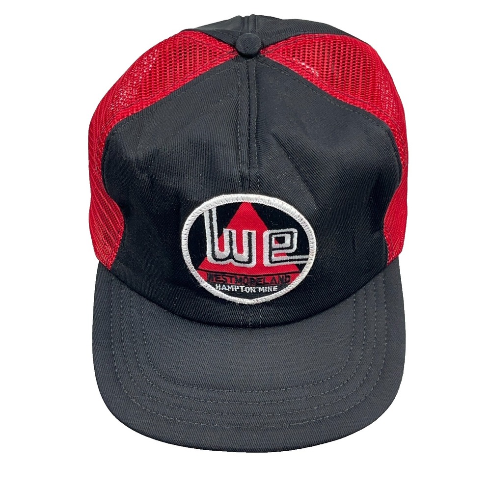 Vintage Westmoreland Coal Mine Trucker Hat Cap  Red Black 80s USA Patch Hampton